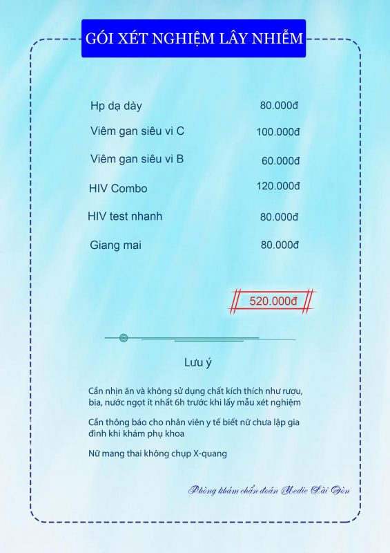 bảng giá xét nghiệm hiv